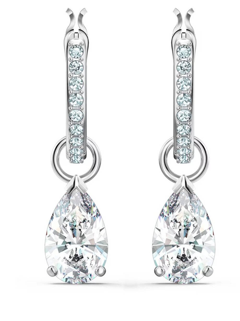 SWAROVSKI Stilla Attract drop earrings Pear cut, White, Rhodium plated - Picture 3 of 10